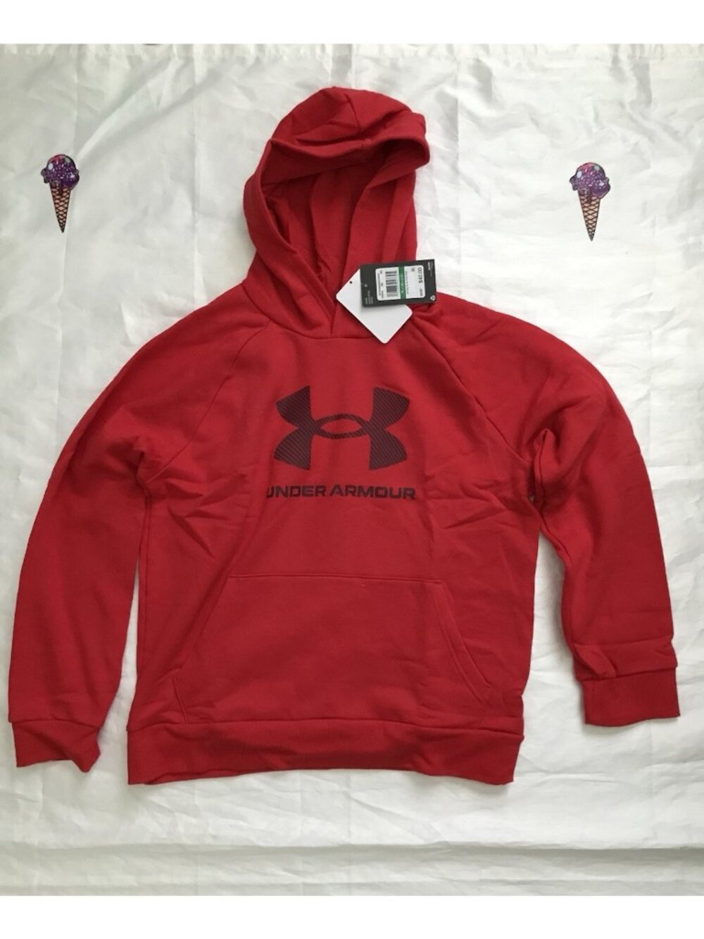 Under Armour Boy's Long Sleeve Fleece Lined Pullover Hoodie Red Size Youth L